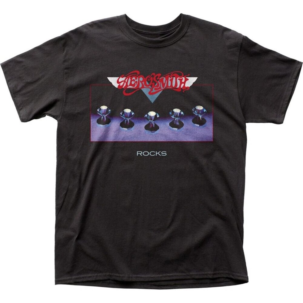 Aerosmith Rocks T Shirt Rock and Roll Classic Sort Sleeve Tee